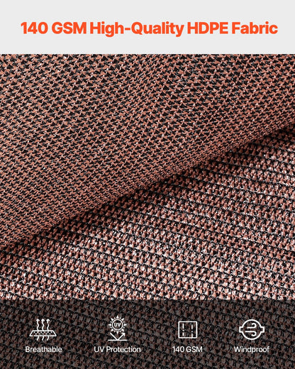 90% Sun Shade Cloth, 8 x 12 ft Pergola Shade Cover with Stainless Steel Grommets, Sun Shades Canopy Privacy Screen with 140 GSM HDPE Material, for Outdoor, Patio, Garden, and Backyard (Brown)