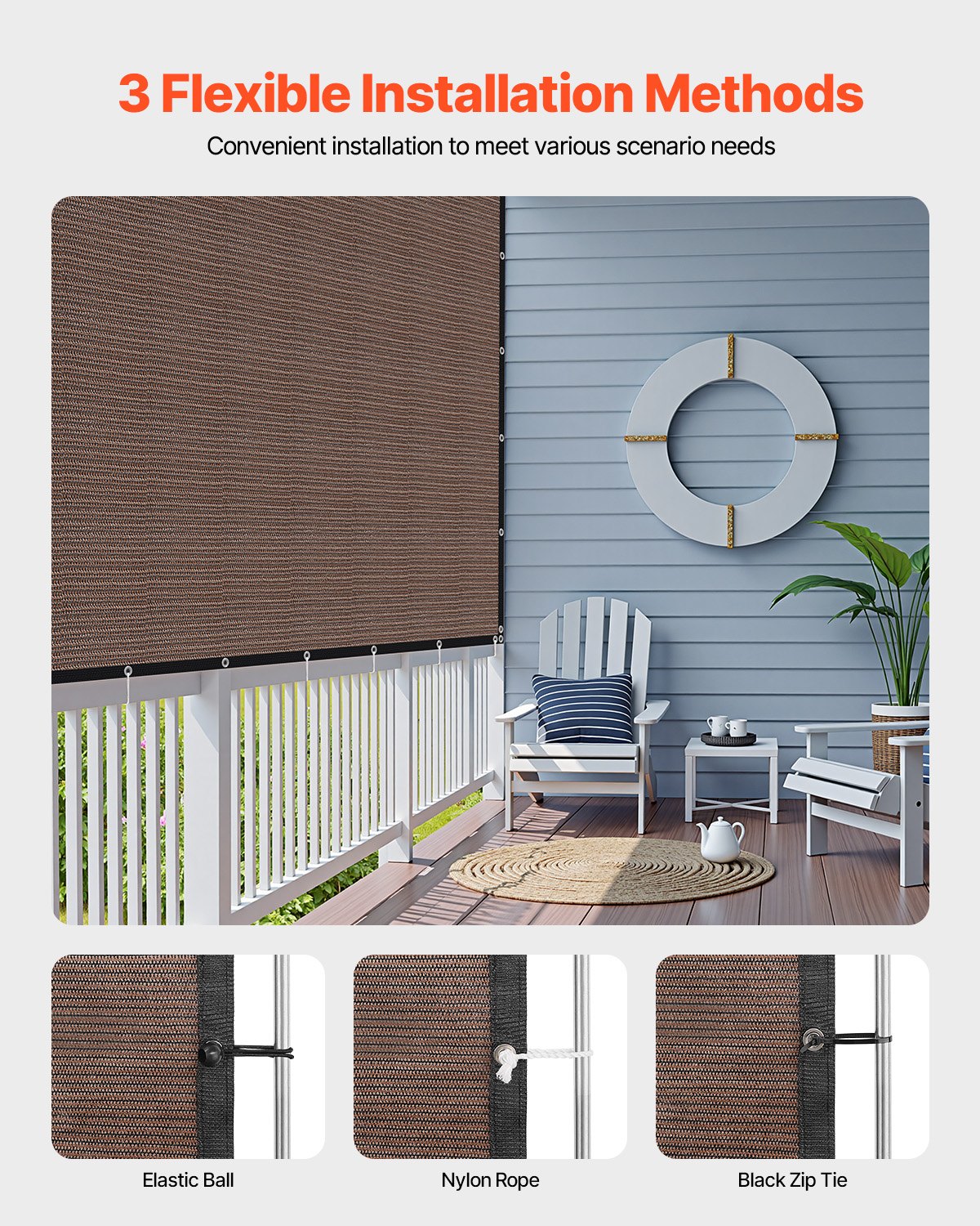 90% Sun Shade Cloth, 8 x 12 ft Pergola Shade Cover with Stainless Steel Grommets, Sun Shades Canopy Privacy Screen with 140 GSM HDPE Material, for Outdoor, Patio, Garden, and Backyard (Brown)