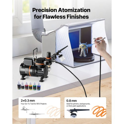 Airbrush Kit Luftborste Kit 1/6 HP Luftkompressor 3 Airbrushar 3 Munstycken 2 Fläktar |  EU