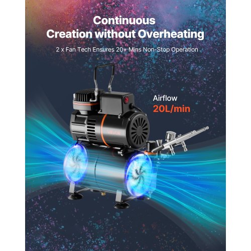 Airbrush Kit Airbrush Kit 1/6 HP Air Compressor 3 Airbrushes 3 Nozzles Tank | EU