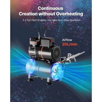 Airbrush Kit Airbrush Kit 1/6 HP Air Compressor 3 Airbrushes 3 Nozzles Tank | EU