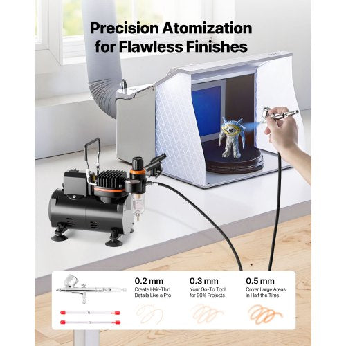 Airbrush Kit Luftborste Kit 1/6 HP Luftkompressor 1 Airbrush 3 Munstycken Slang |  EU