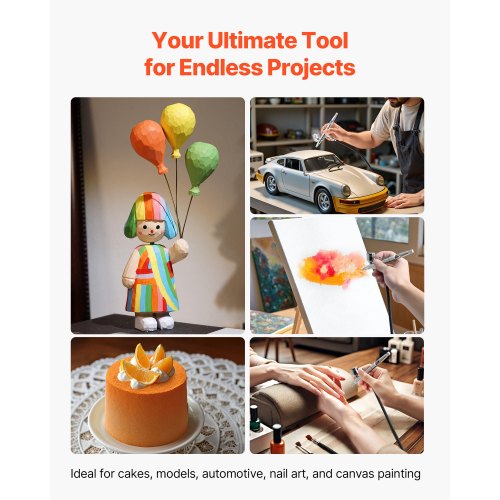 Airbrush Kit Luftborste Kit 1/6 HP Luftkompressor 1 Airbrush 3 Munstycken Slang |  EU