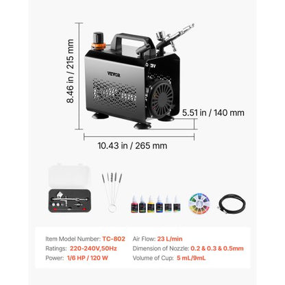 Airbrush Kit Airbrush Kit 1/6 HP Luftkompressor 1 Airbrush 3 Munstycken Färg |  EU