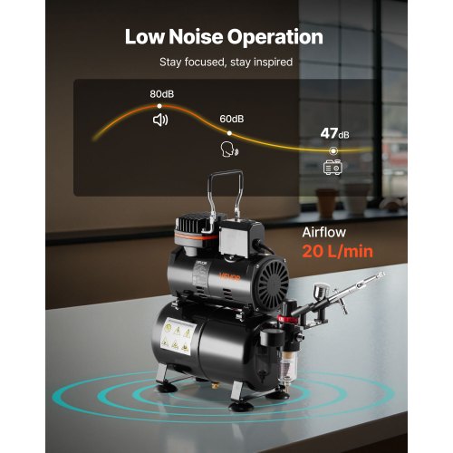 Airbrush-kit Luftborste-kit 1/6 hk luftkompressortank 1 airbrush 3 munstycken |  EU