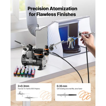 Airbrush Kit Airbrush Kit 1/6 HP Luftkompressor 3 Airbrushar 3 Munstycken Färg |  EU