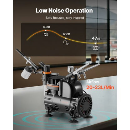 Airbrush Kit Airbrush Kit 1/6 HP Luftkompressor 3 Airbrushar 3 Munstycken Färg |  EU