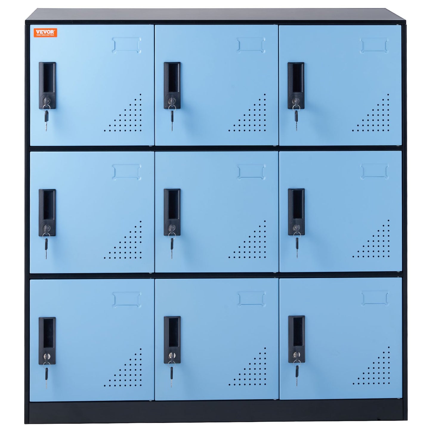 Metal Locker for Employees, 9 Doors Storage Cabinet with Card Slot, Employee Lockers with Keys, 66lbs Loading Capacity office Storage Lockers for Home, School, Office, Gym, Black