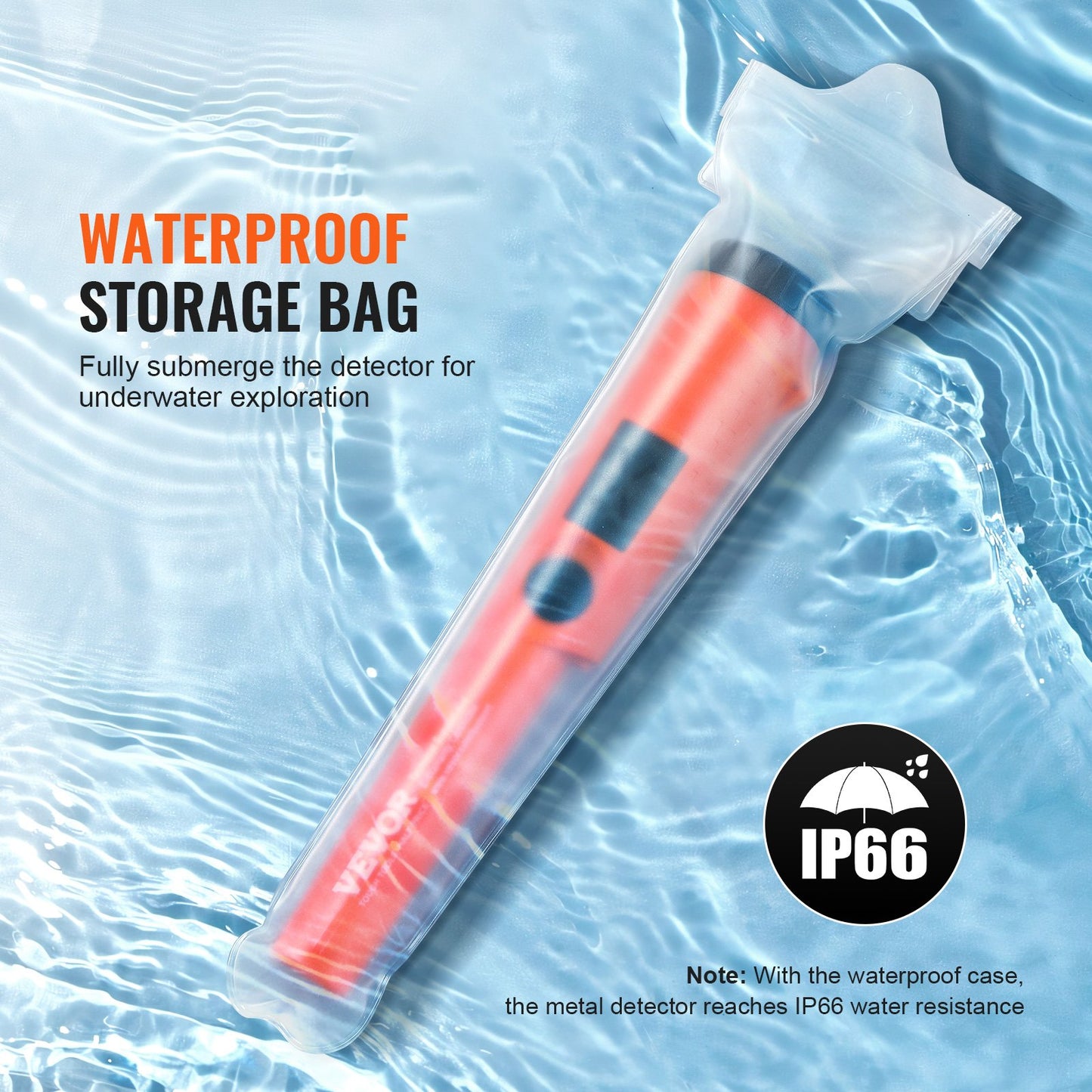 Metal Detector Pinpointer, Partial Waterproof Handheld Pin Pointer Wand, 1.96" Detection Depth, 3 Modes, Treasure Hunting Probe with Holster, Waterproof Bag and 9V Battery, for Adults and Kids