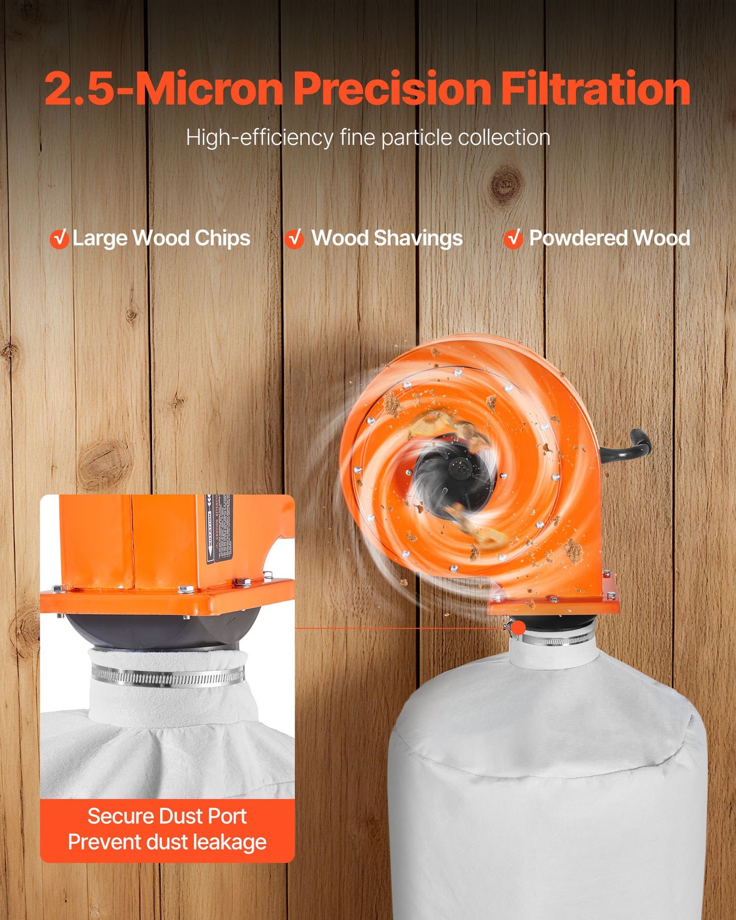 Dust Collector, Wall Mount Dust Collector 1 HP, 560 CFM Woodworking Dusts Collectors with 2.5 Micron Collectors Bag, Dusts Collection System for Woodworking/Workshop, Industrial Factories