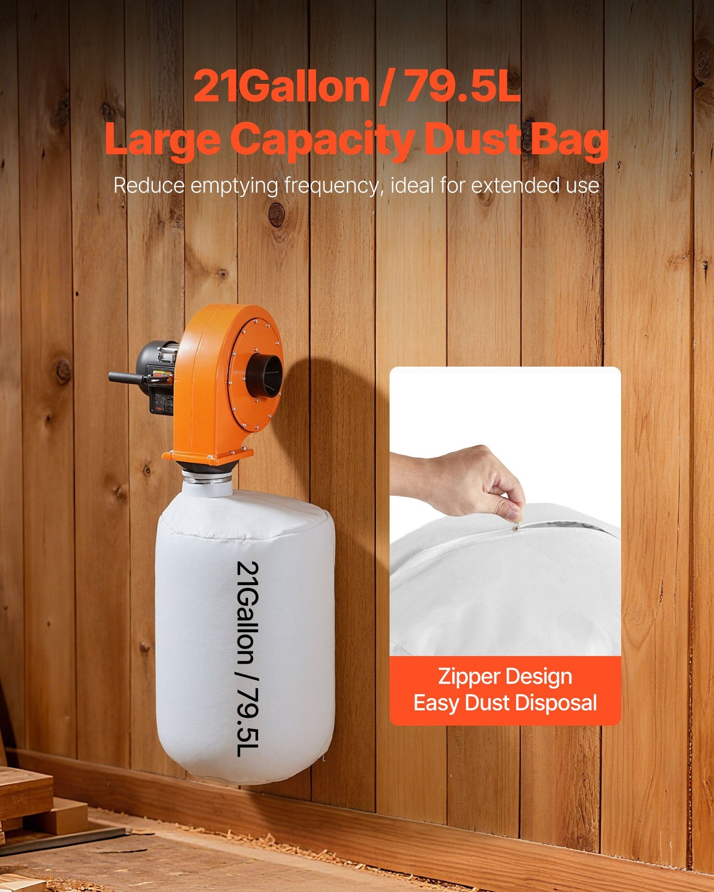 Dust Collector, Wall Mount Dust Collector 1 HP, 560 CFM Woodworking Dusts Collectors with 2.5 Micron Collectors Bag, Dusts Collection System for Woodworking/Workshop, Industrial Factories