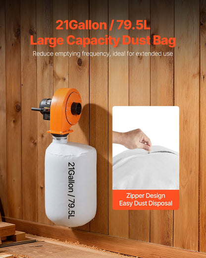 Dust Collector, Wall Mount Dust Collector 1 HP, 560 CFM Woodworking Dusts Collectors with 2.5 Micron Collectors Bag, Dusts Collection System for Woodworking/Workshop, Industrial Factories