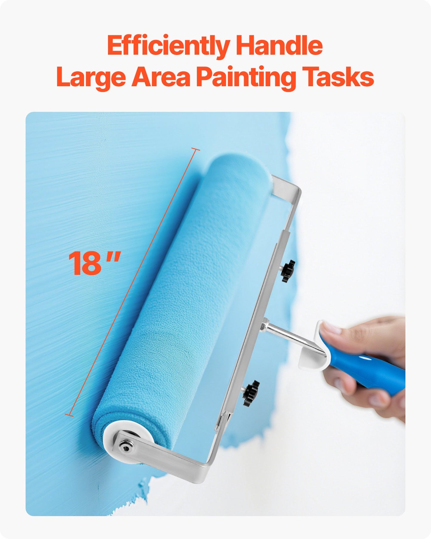 18 Inch Paint Roller Frame, 12-18 in Adjustable Frame with Marked Scale, Lightweight Painting Supplies for Wall House Homes, Metal Roller Tool for Large-Scale Painting Projects, Blue & Silver