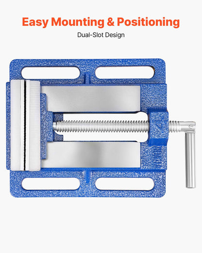 Drill Press Vise, 4 Inch Jaw Width, Portable Bench Vise, Slotted Base for Easy Installation, Durable Cast Iron Construction, Workbench Vice, for Woodworking, Metalworking, Drilling, and Cutting