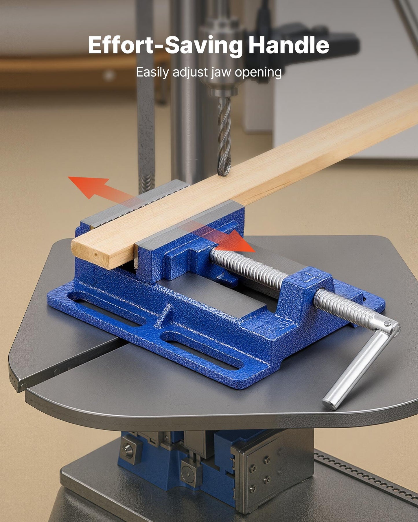 Drill Press Vise, 4 Inch Jaw Width, Portable Bench Vise, Slotted Base for Easy Installation, Durable Cast Iron Construction, Workbench Vice, for Woodworking, Metalworking, Drilling, and Cutting