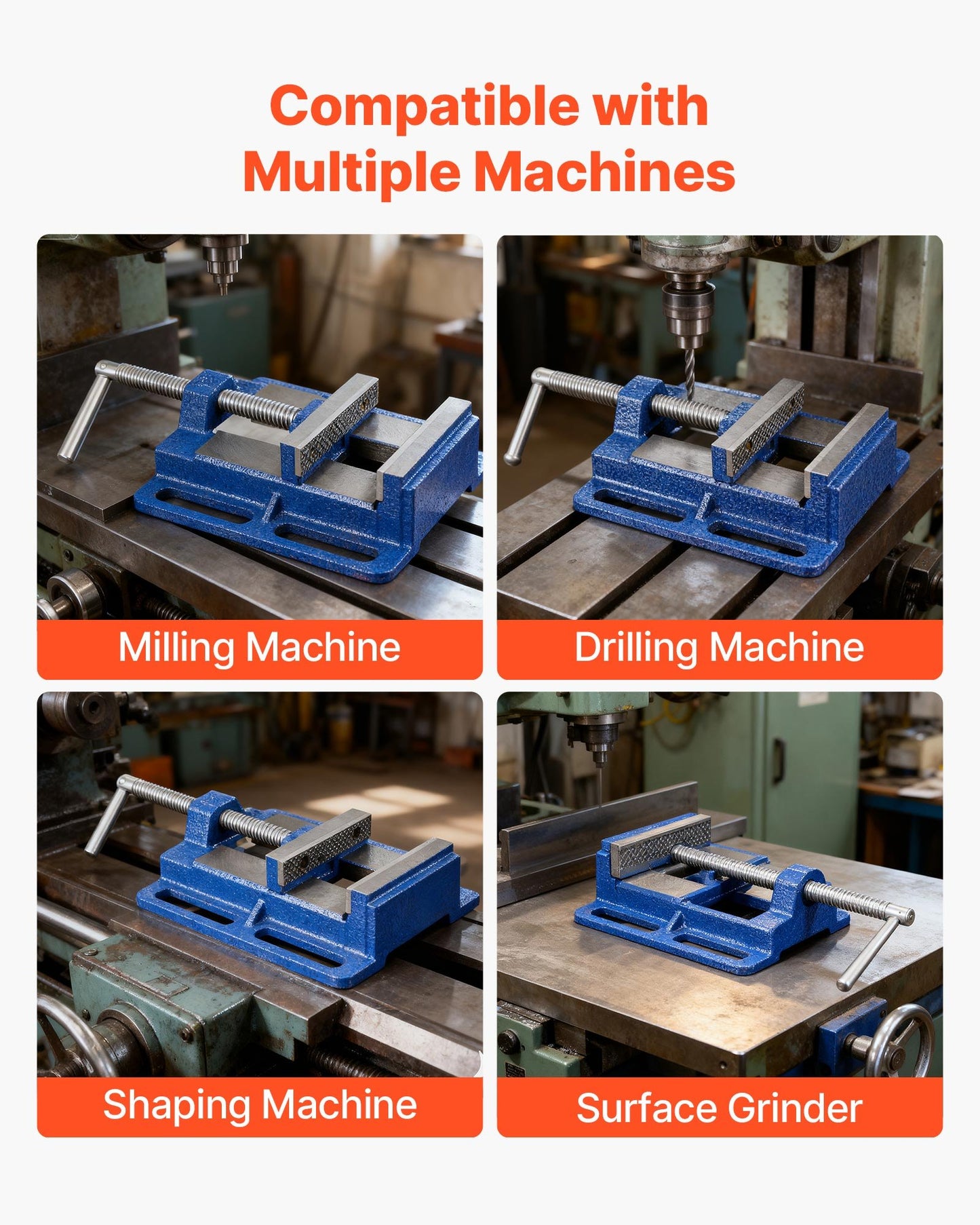 Drill Press Vise, 4 Inch Jaw Width, Portable Bench Vise, Slotted Base for Easy Installation, Durable Cast Iron Construction, Workbench Vice, for Woodworking, Metalworking, Drilling, and Cutting