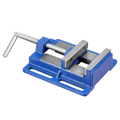 Drill Press Vise, 4 Inch Jaw Width, Portable Bench Vise, Slotted Base for Easy Installation, Durable Cast Iron Construction, Workbench Vice, for Woodworking, Metalworking, Drilling, and Cutting