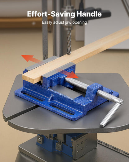 Drill Press Vise, 6 Inch Jaw Width, Portable Bench Vise, Slotted Base for Easy Installation, Durable Cast Iron Construction, Workbench Vice, for Woodworking, Metalworking, Drilling, and Cutting