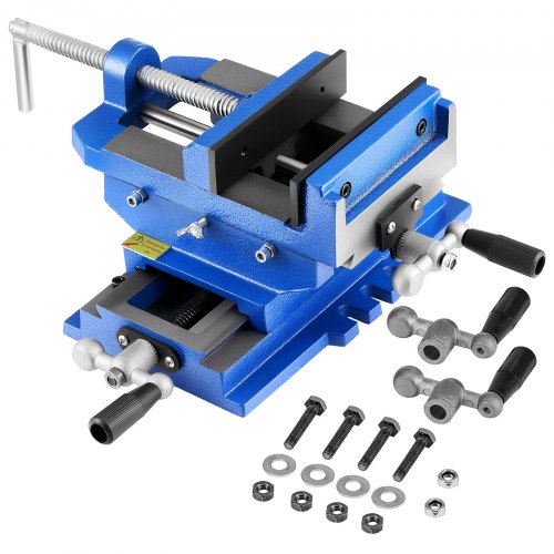 Cross Slide Drill Press Vise, 6 Inch Jaw Width, 2 Way X-Y Axis Bench Vise, 5.7 Inch Max Jaw Opening, Heavy Duty Cast Iron, Workbench Vice Clamp, for Woodworking Drilling CNC Milling Machine