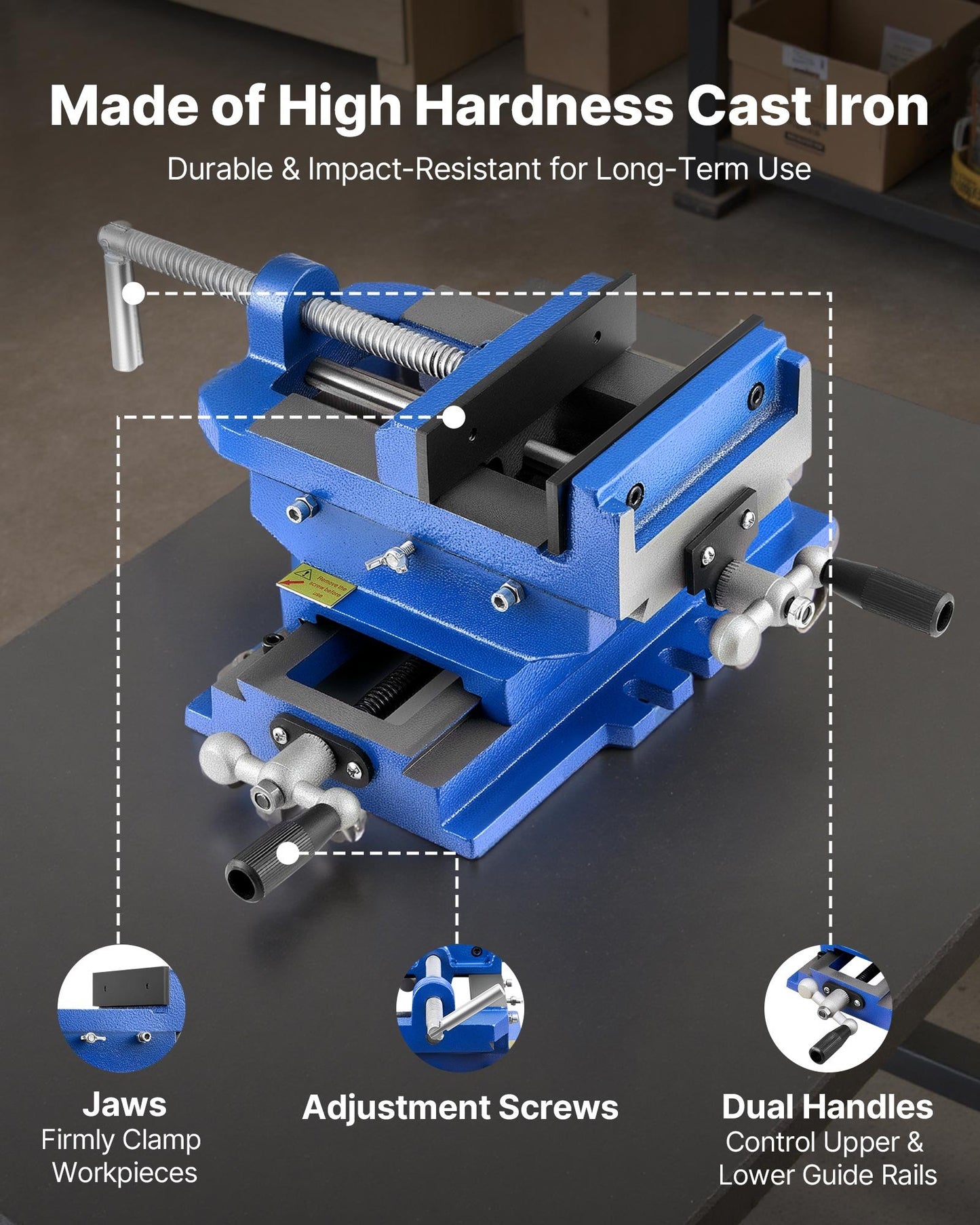 Cross Slide Drill Press Vise, 6 Inch Jaw Width, 2 Way X-Y Axis Bench Vise, 5.7 Inch Max Jaw Opening, Heavy Duty Cast Iron, Workbench Vice Clamp, for Woodworking Drilling CNC Milling Machine