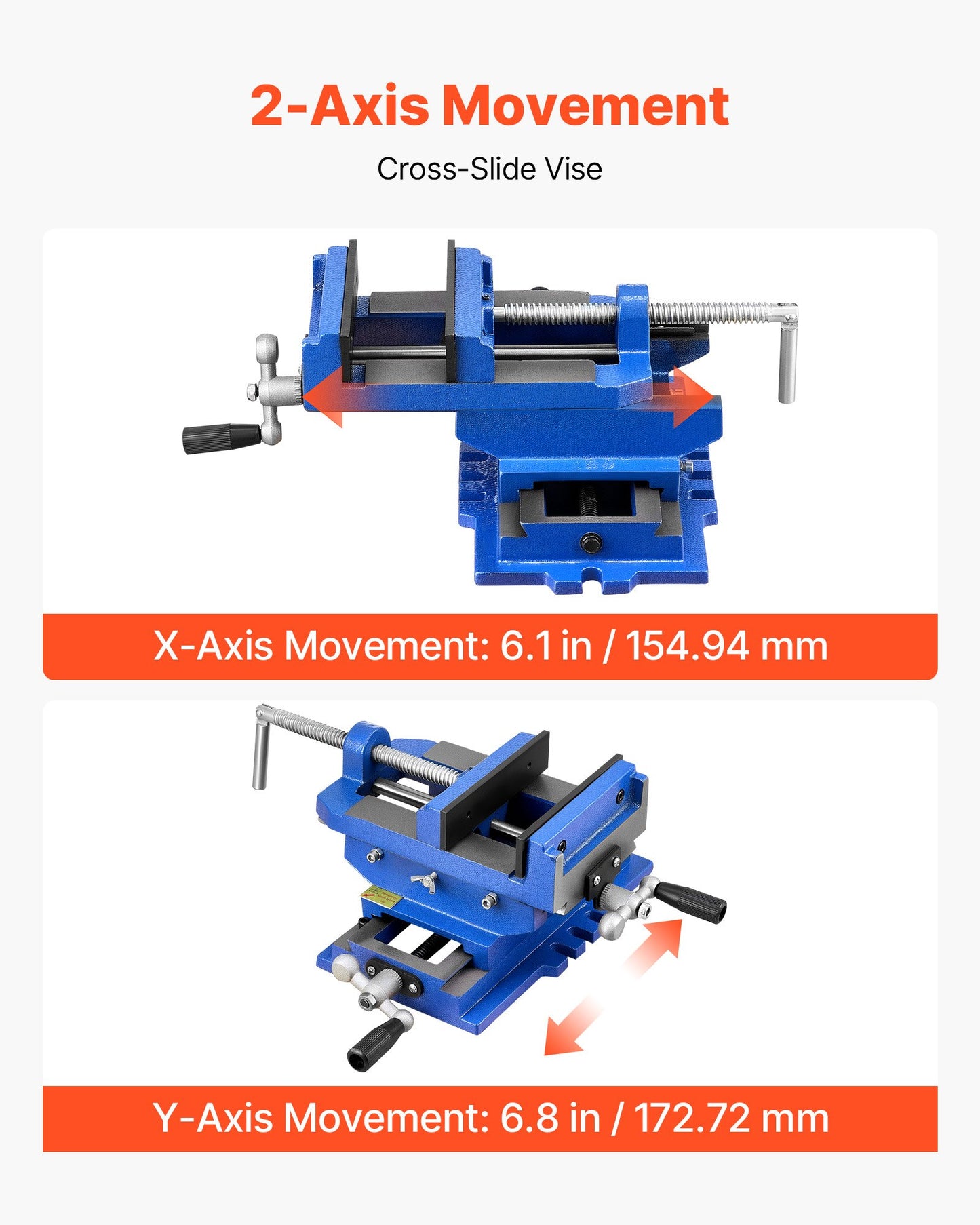 Cross Slide Drill Press Vise, 6 Inch Jaw Width, 2 Way X-Y Axis Bench Vise, 5.7 Inch Max Jaw Opening, Heavy Duty Cast Iron, Workbench Vice Clamp, for Woodworking Drilling CNC Milling Machine