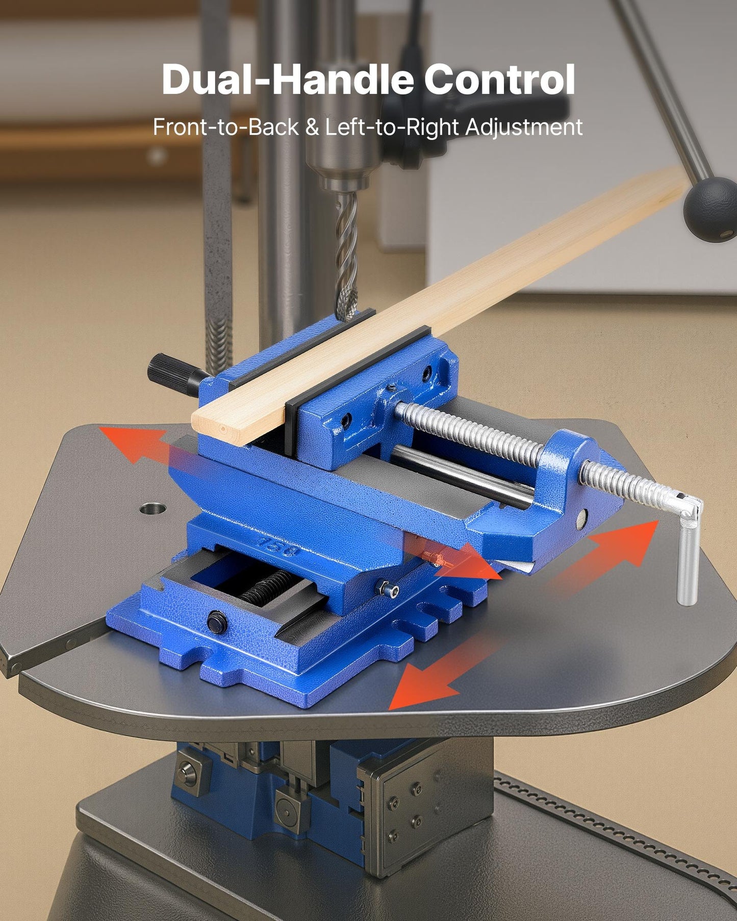 Cross Slide Drill Press Vise, 6 Inch Jaw Width, 2 Way X-Y Axis Bench Vise, 5.7 Inch Max Jaw Opening, Heavy Duty Cast Iron, Workbench Vice Clamp, for Woodworking Drilling CNC Milling Machine