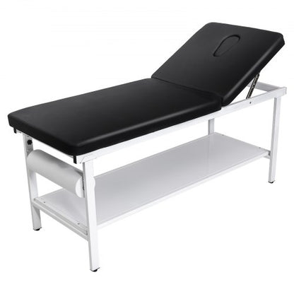 Medical Exam Table, 500LBS Loading Medical Examination Bed with 0°–40° Adjustable Backrest, Physical Therapy Exam Table with Storage Shelf & Paper Roll Dispenser for Hospital Clinic Rehab Center