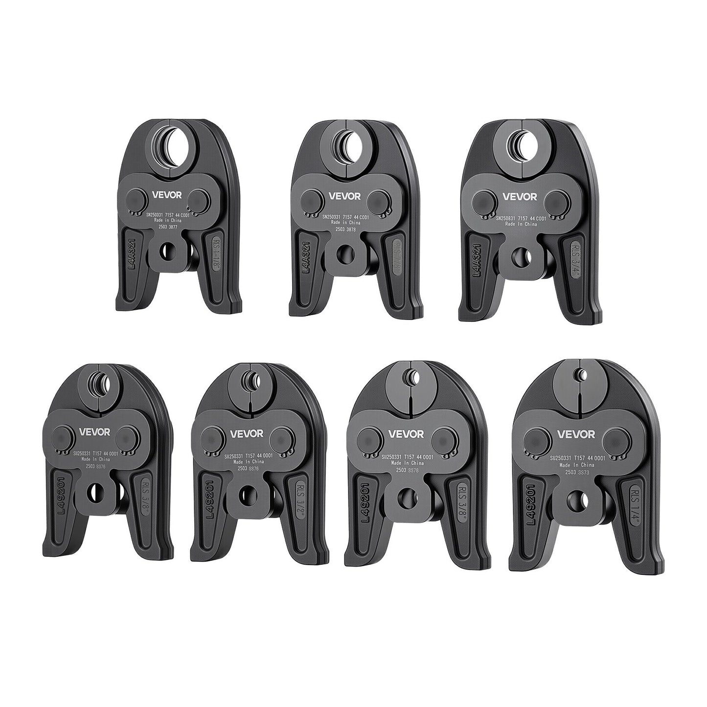 7PCS Pressing Jaws 1/4" to 1-1/8" for RLS Copper Pipes, Compatible with Standard Press Tools, Suitable for High Pressure HVAC/R Applications - with Case