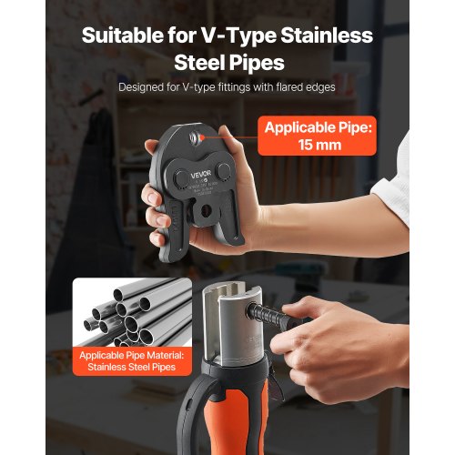 V15 Pressback, 15 mm pressback för V-formade rostfria stålrör, höghållfasta pressbackar i karburerat stål, kompatibel med standardpressverktyg |  EU