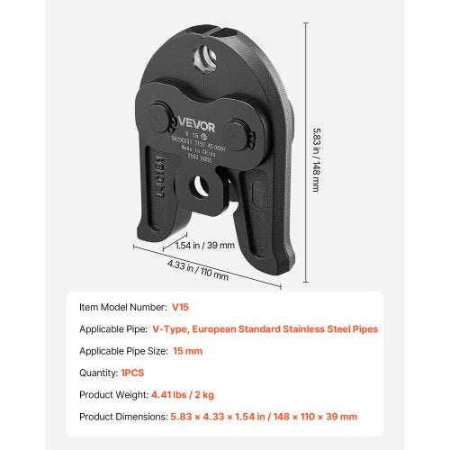 V15 Pressback, 15 mm pressback för V-formade rostfria stålrör, höghållfasta pressbackar i karburerat stål, kompatibel med standardpressverktyg |  EU