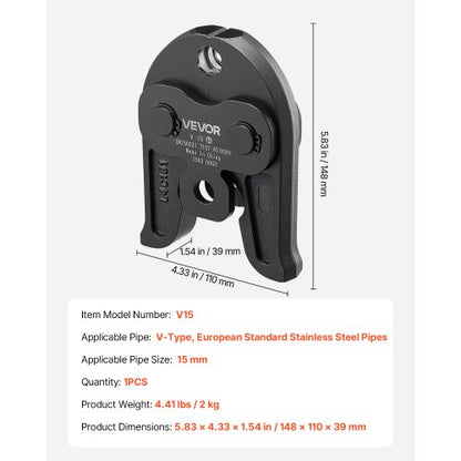 V15 Pressback, 15 mm pressback för V-formade rostfria stålrör, höghållfasta pressbackar i karburerat stål, kompatibel med standardpressverktyg |  EU