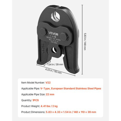 V22 Pressbacke 22mm Pressbacke Passend für V-förmige Edelstahlrohre