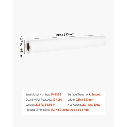 Medizinisches Untersuchungstischpapier, 21" x 225ft, Einwegrollen mit glattem Barriereschutz | EU