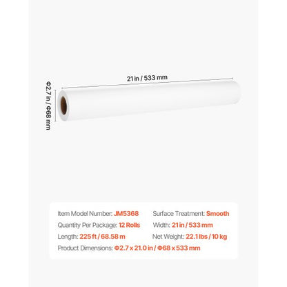 Medizinisches Untersuchungstischpapier, 21" x 225ft, Einwegrollen mit glattem Barriereschutz | EU