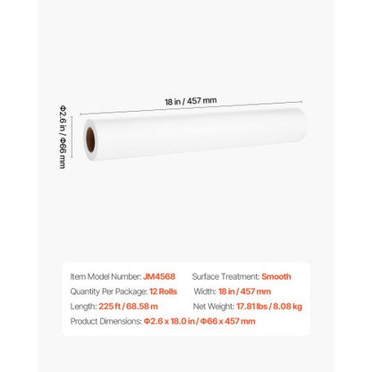 Medizinisches Untersuchungstischpapier, 18" x 225ft, Einwegrollen mit glattem Barriereschutz | EU