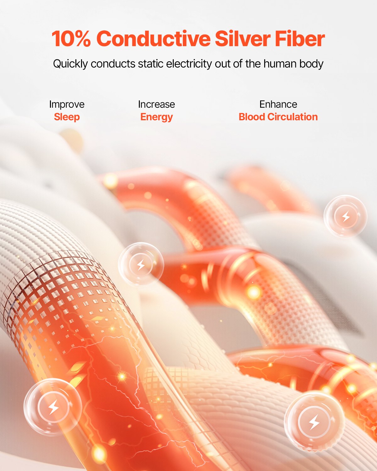 Grounding Sheets, Queen Size, 90% Cotton + 10% Pure Silver Fiber, Earth Grounded Fitted Bed Sheets, with Grounding Cord & Tester, for Improved Sleep & Wellness (Gray, Queen - 60 x 80 x 15 in)