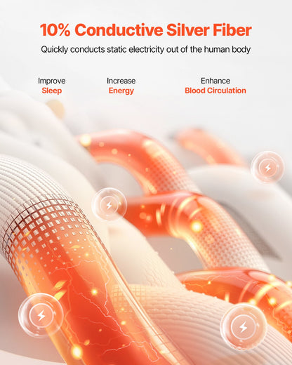 Grounding Sheets, Queen Size, 90% Cotton + 10% Pure Silver Fiber, Earth Grounded Fitted Bed Sheets, with Grounding Cord & Tester, for Improved Sleep & Wellness (Gray, Queen - 60 x 80 x 15 in)