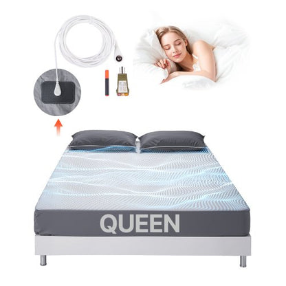 Grounding Sheets, Queen Size, 95% Cotton + 5% Pure Silver Fiber, Earth Grounded Fitted Bed Sheets, with Grounding Cord & Tester, for Improved Sleep & Wellness (Gray, Queen - 60 x 80 x 13 in)