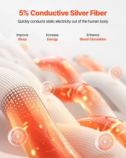 Grounding Sheets, Queen Size, 95% Cotton + 5% Pure Silver Fiber, Earth Grounded Fitted Bed Sheets, with Grounding Cord & Tester, for Improved Sleep & Wellness (Gray, Queen - 60 x 80 x 13 in)