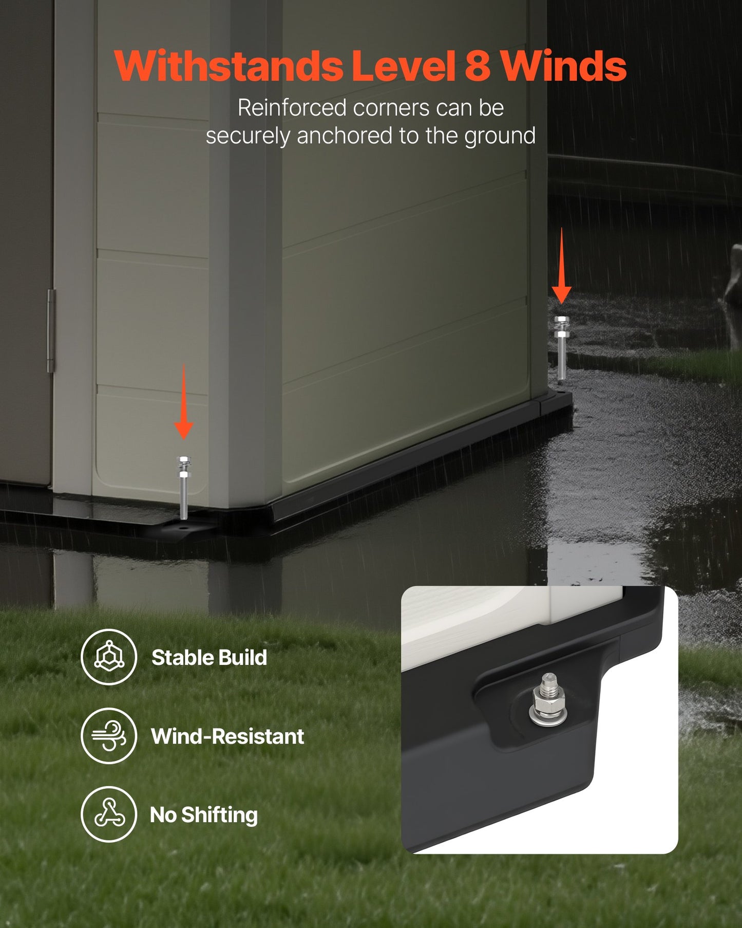 Outdoor Storage Shed, 4x8 Ft, Heavy-Duty Resin Tool Shed, with Reinforced Floor, Skylight, Lockable Door, Weather Resistant, 152 Cu. Ft. for Garden Tools, Lawn Mower, Bike, Backyard, Patio, Grey