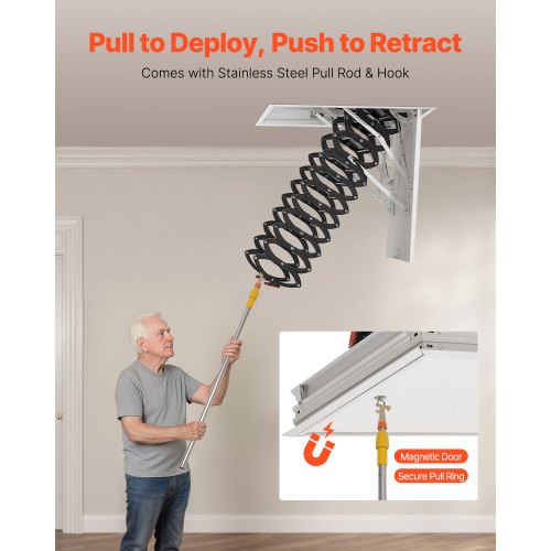 steel attic ladder, ceiling-mounted attic ladder for 2.4-2.7 meters in ceiling