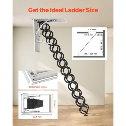 steel attic ladder, ceiling-mounted attic ladder for 2.7-3.2 meters in ceiling