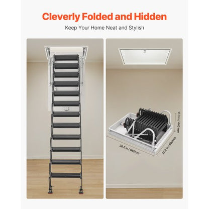 steel attic ladder, ceiling-mounted attic ladder for 2.7-3.2 meters in ceiling
