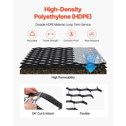 Ground Grid 2-inch Deep Geocell Grid 16.4x6.5FT / 5000x1980mm for Gravel
