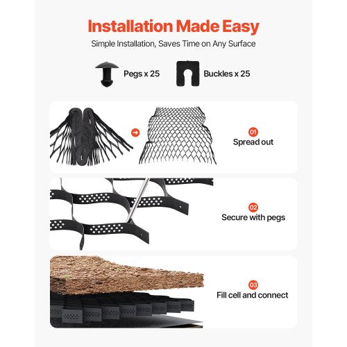 Ground Grid 2-inch Deep Geocell Grid 16.4x6.5FT / 5000x1980mm for Gravel