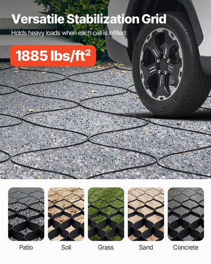 Gravel Grid, 2 Inch Depth, 26.87 x 3.94 FT / 8200 x 1200 mm, 1880 LBS Per Sq ft Grass Ground Retainer, Permeable Geo Grids Driveway Stabilization, for Garden, Patio, Walkway, RV Parking Slopes