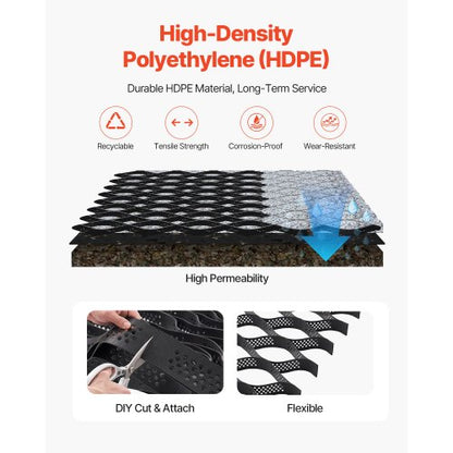 Bodengitter 3 Zoll tiefes Geozellengitter 17,06 x 8,86 Fuß / 5200 x 2700 mm für Kies