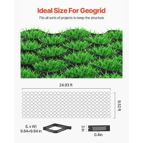 Ground Grid 3-inch Deep Geocell Grid 24.93x9.52 ft / 7600x2900 mm for Gravel | EU