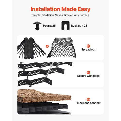 Ground Grid 3-inch Deep Geocell Grid 24.93x9.52 ft / 7600x2900 mm for Gravel | EU