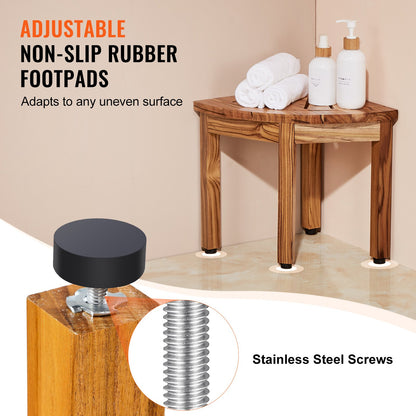 Eckduschbank aus Teakholz, 31,8 cm Höhe, 29,2 cm Radius, Eckduschbank aus 100 % Teakholz, schimmelresistent, 136 kg mit Ablagefläche, Duschhocker für Innen- und Außendusche, für Badezimmer